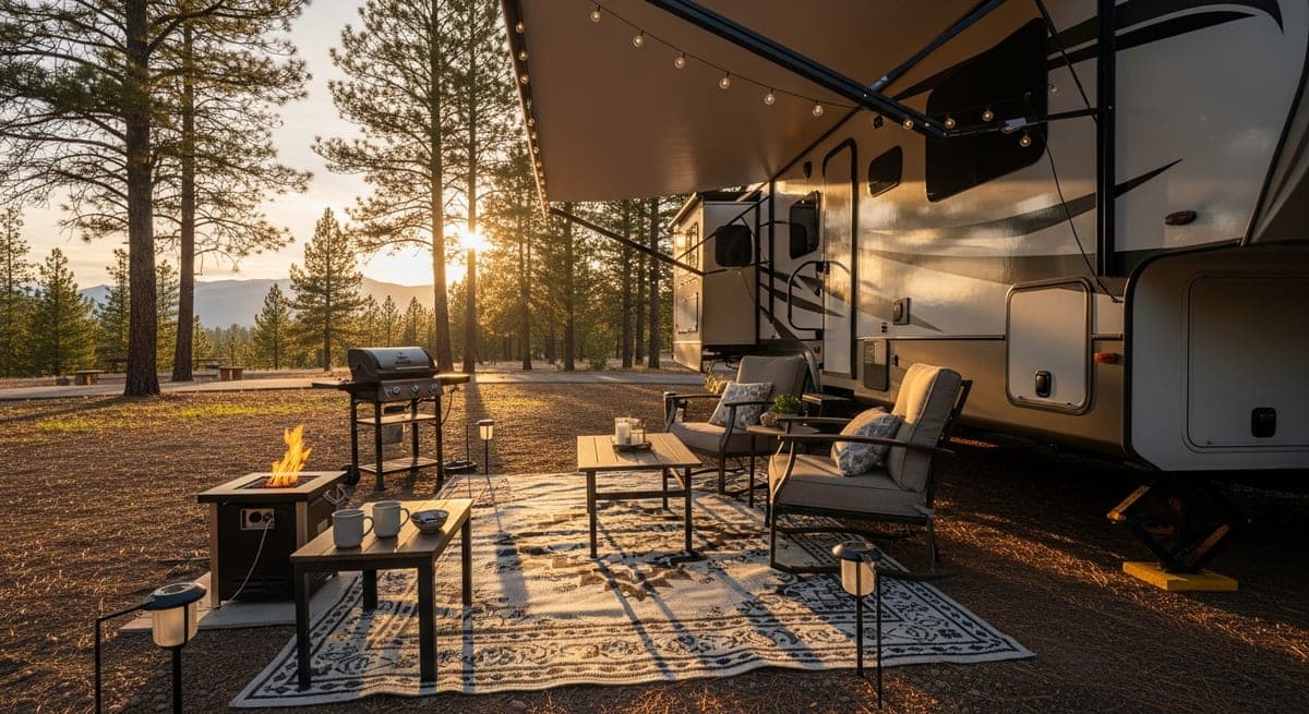 RV Outdoor Living Setup: Mats, Furniture, Shade, and the Accessories Worth Buying