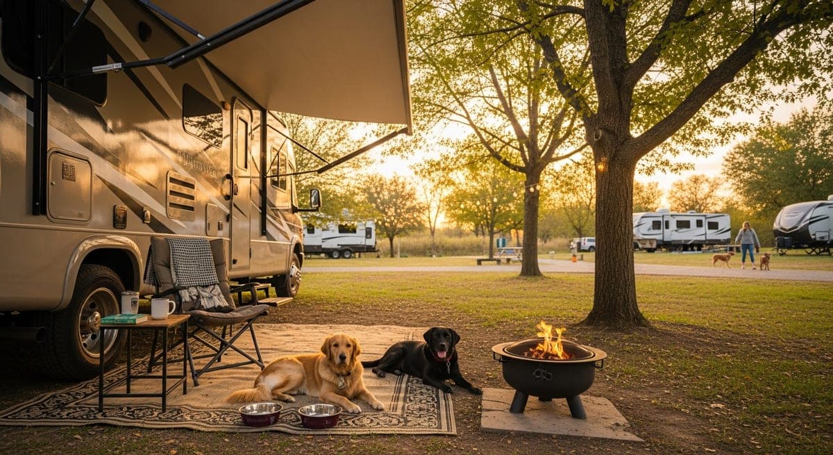 RV Camping with Pets: Complete Guide to Pet-Friendly Campgrounds, Safety, and Road Trips